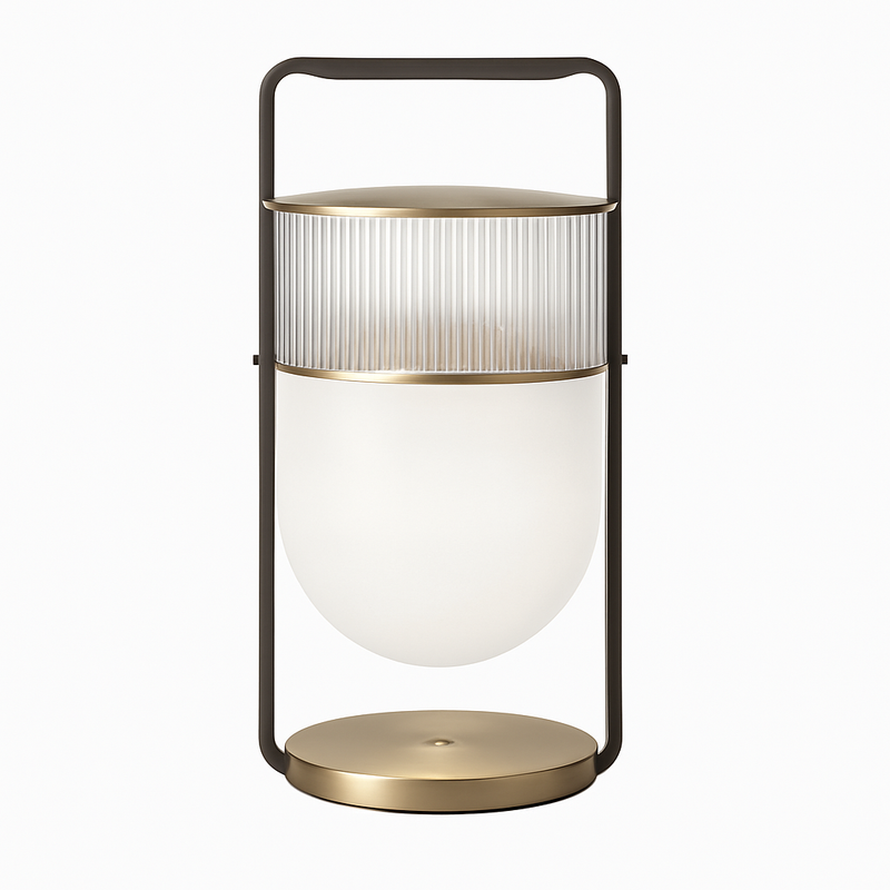 Lampe à poser design LED en verre style lanterne