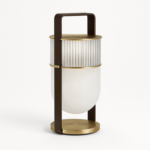 Lampe à poser design LED en verre style lanterne