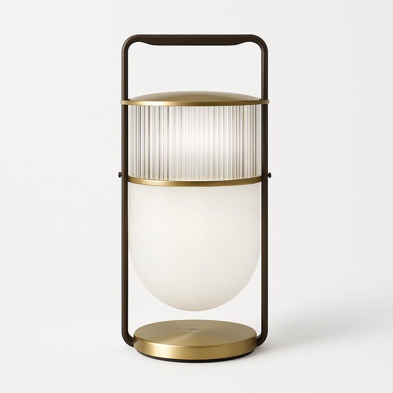 Lampe à poser design LED en verre style lanterne