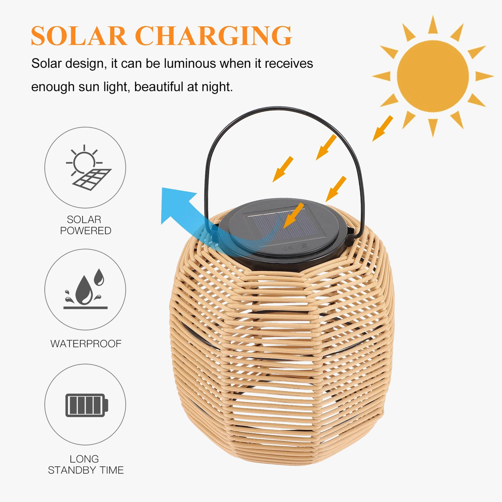 lampe solaire suspendue en rotin pour jardin vintage décoratif