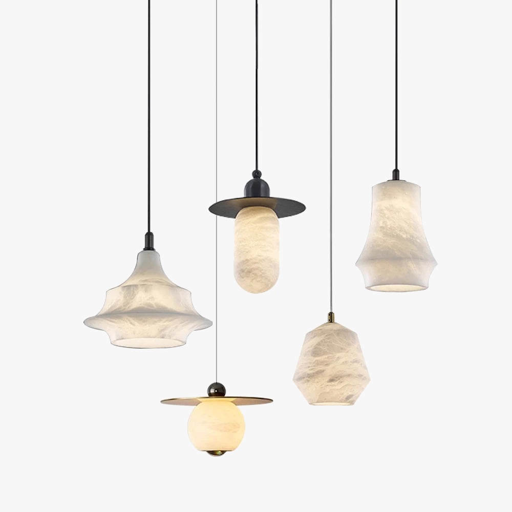 Lustre design de luxe en marbre naturel et laiton