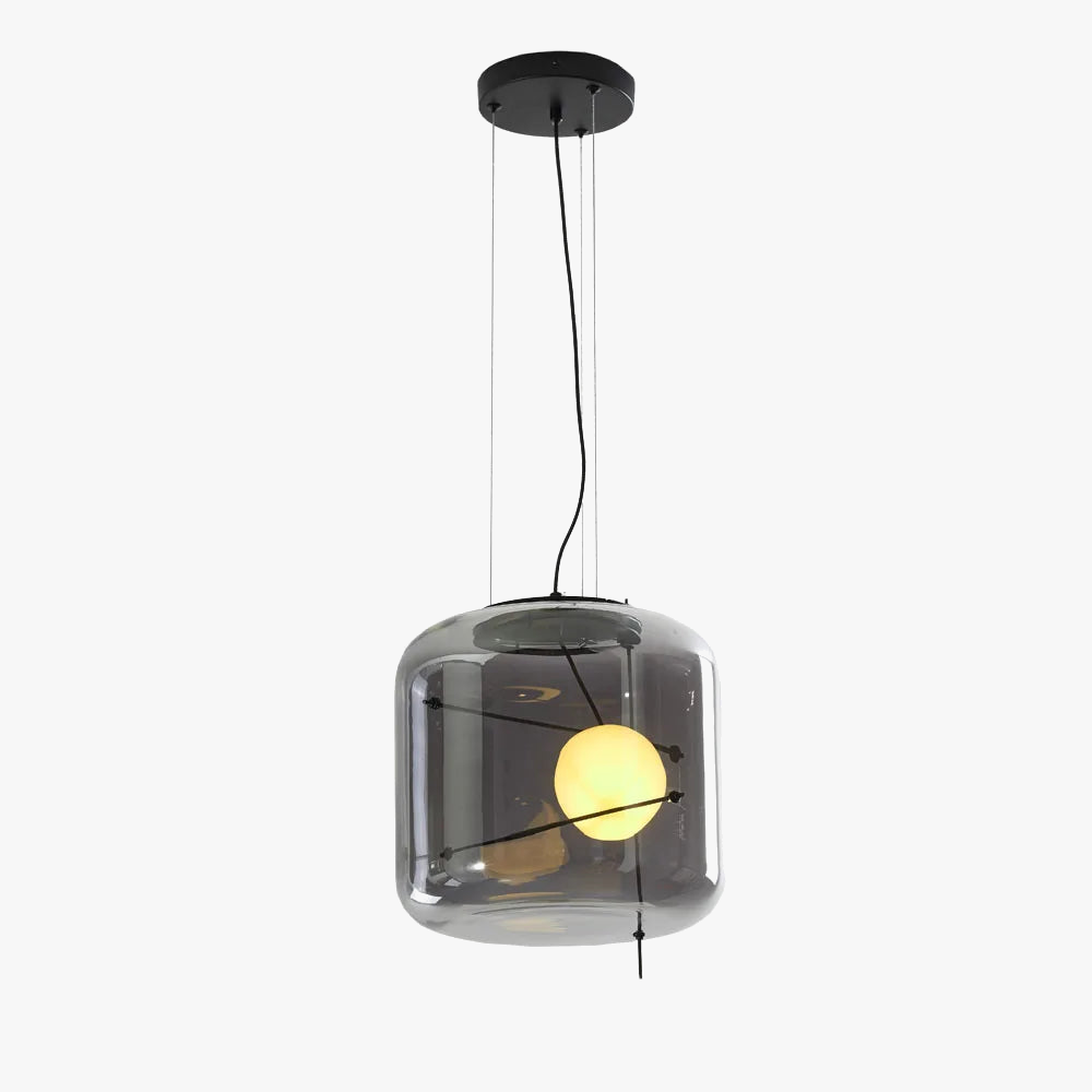 Suspension en verre tête unique boule design fumé