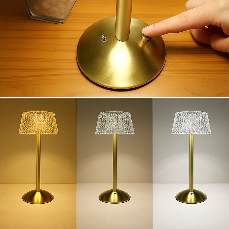 Lampes de table en cristal diamant rétro barre de LED lampe de bureau USB rechargeable protection des yeux veilleuse pour chambre hôtel bureau mariage
