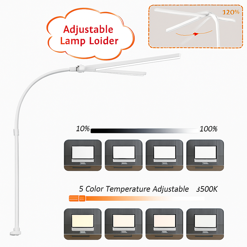 LAOPAO Lampe de bureau LED à double tête Lampes de bureau d'architecte EU/US Bureau 24W 5 modes de couleur les plus lumineux et 5 lampes de protection des yeux à intensité variable