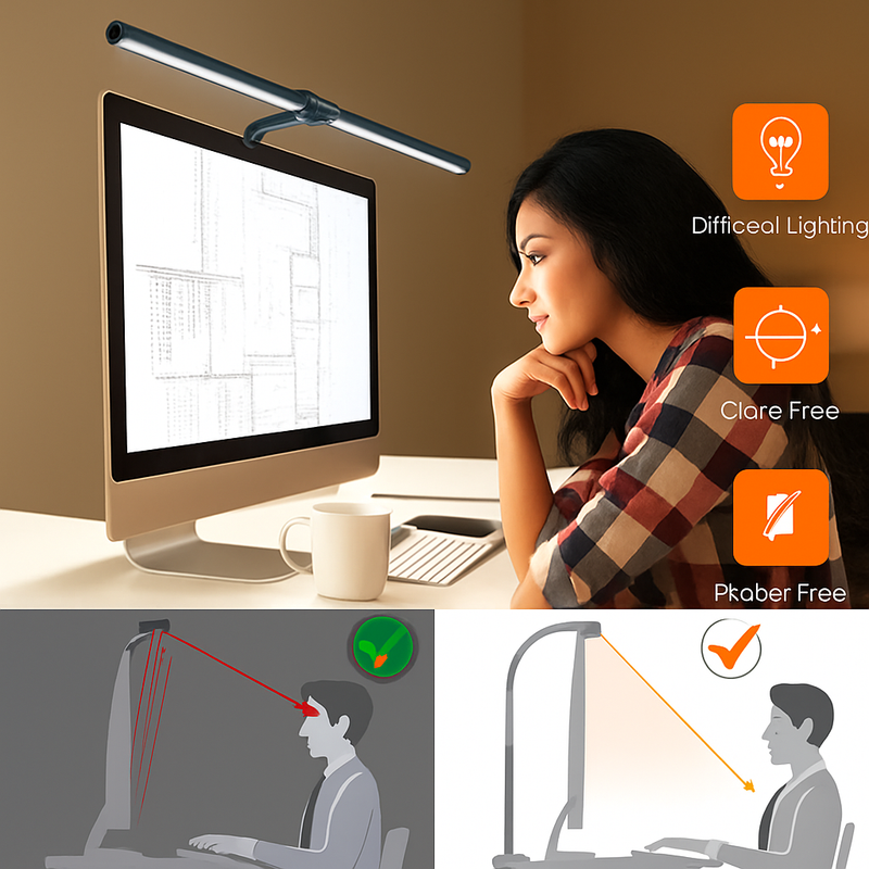 LAOPAO Lampe de bureau LED à double tête Lampes de bureau d'architecte EU/US Bureau 24W 5 modes de couleur les plus lumineux et 5 lampes de protection des yeux à intensité variable