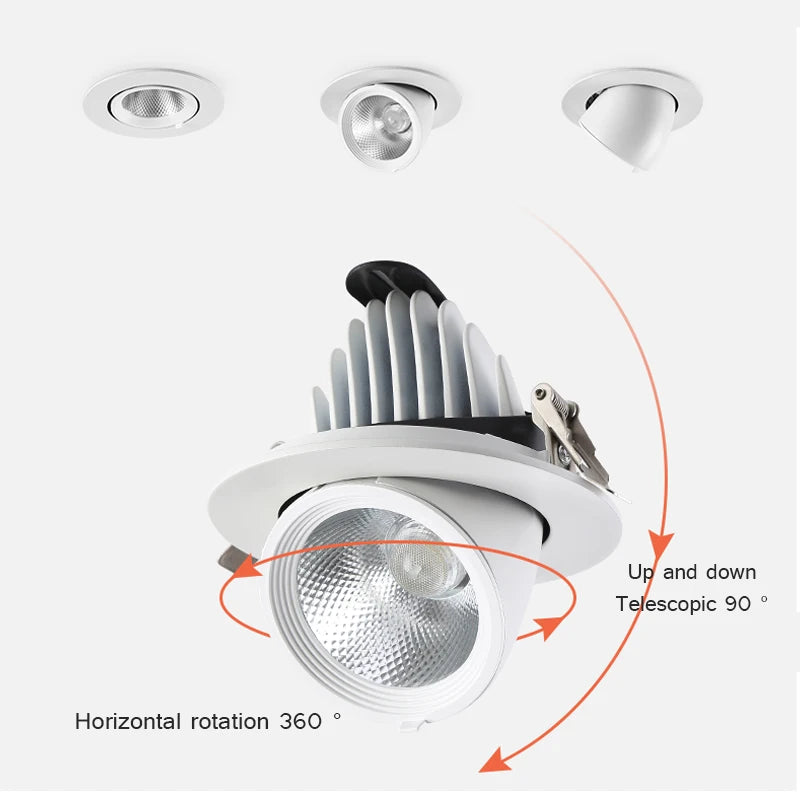 Spot LED Dimmable 360 degrés Angle rotatif plafond encastré pour chambre couloir maison