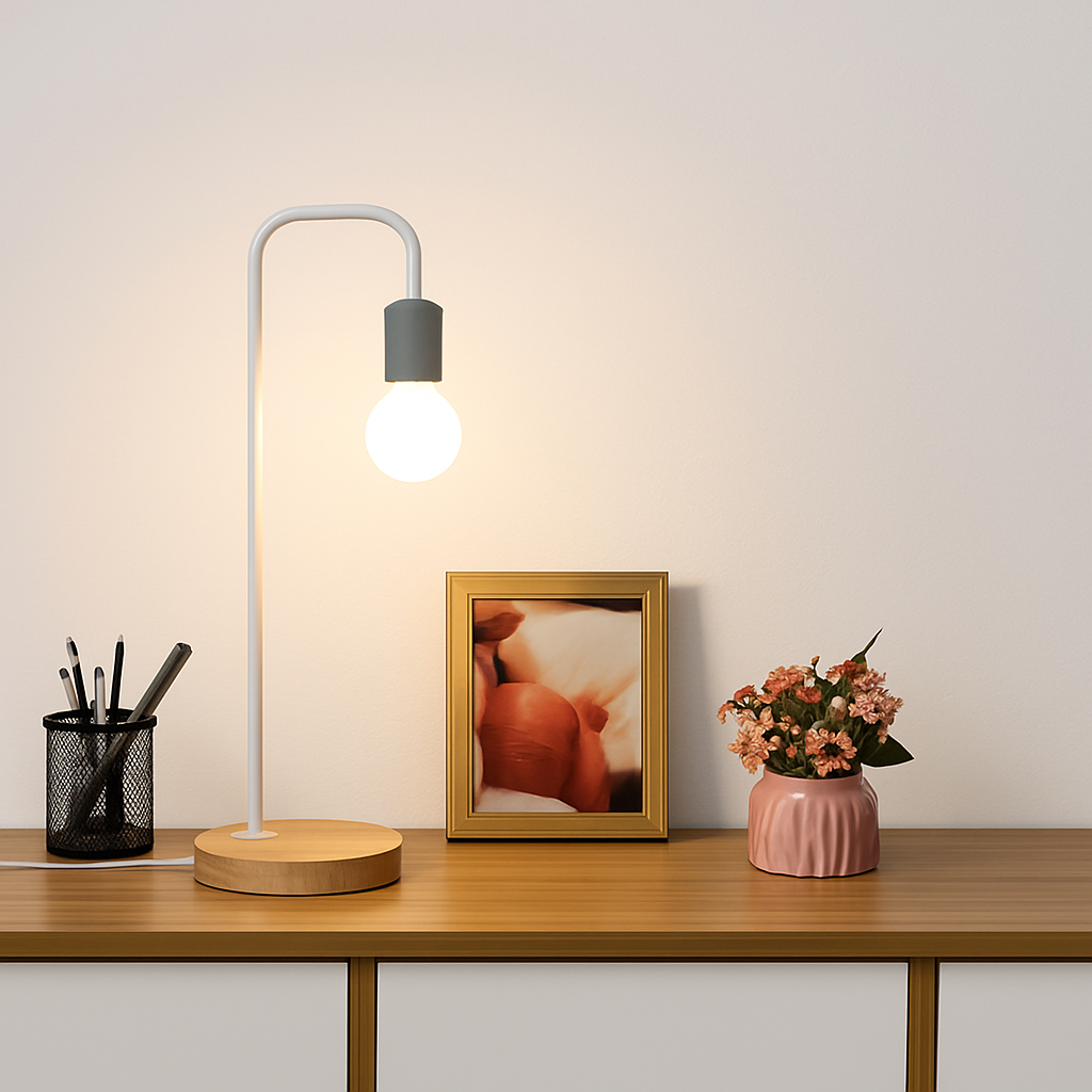 Loft lampe de bureau Vintage E27 noir blanc tige de fer campagne américaine lampes de Table en bois nordique chevet lecture luminaire - vue 6 sur 8