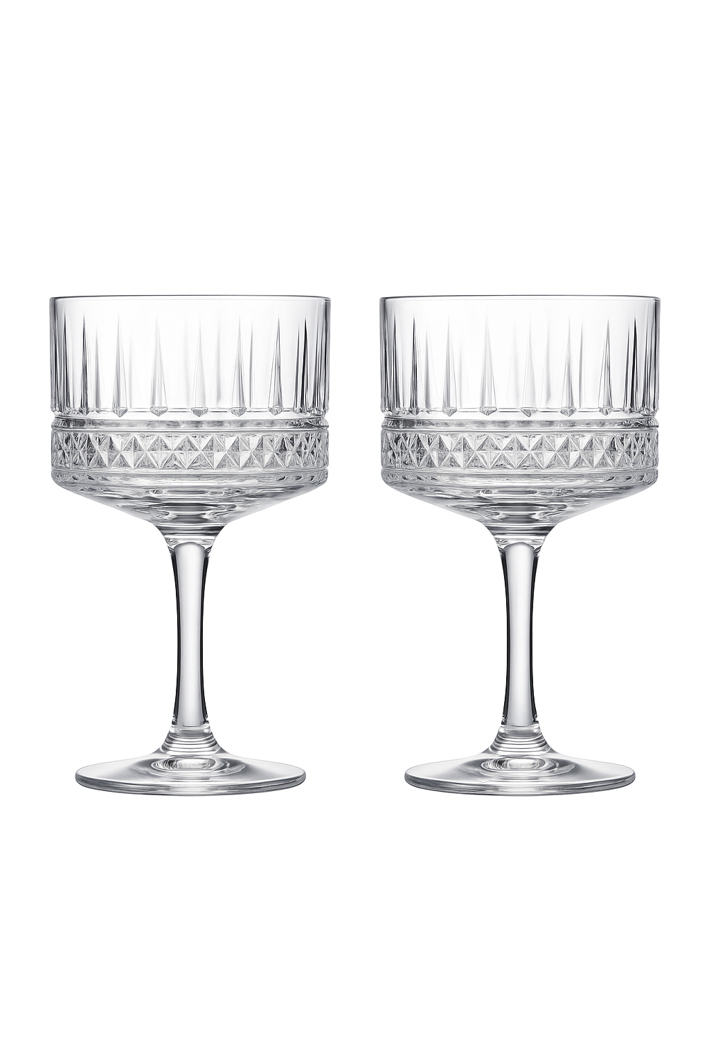 lot 2 coupes champagne elysia verre relief rétro