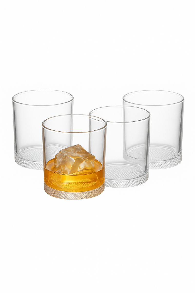 Lot 4 verres whisky relief style vintage resistants