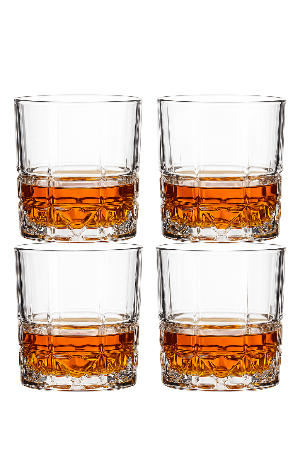 Lot 4 verres whisky style facetté résistants élégants