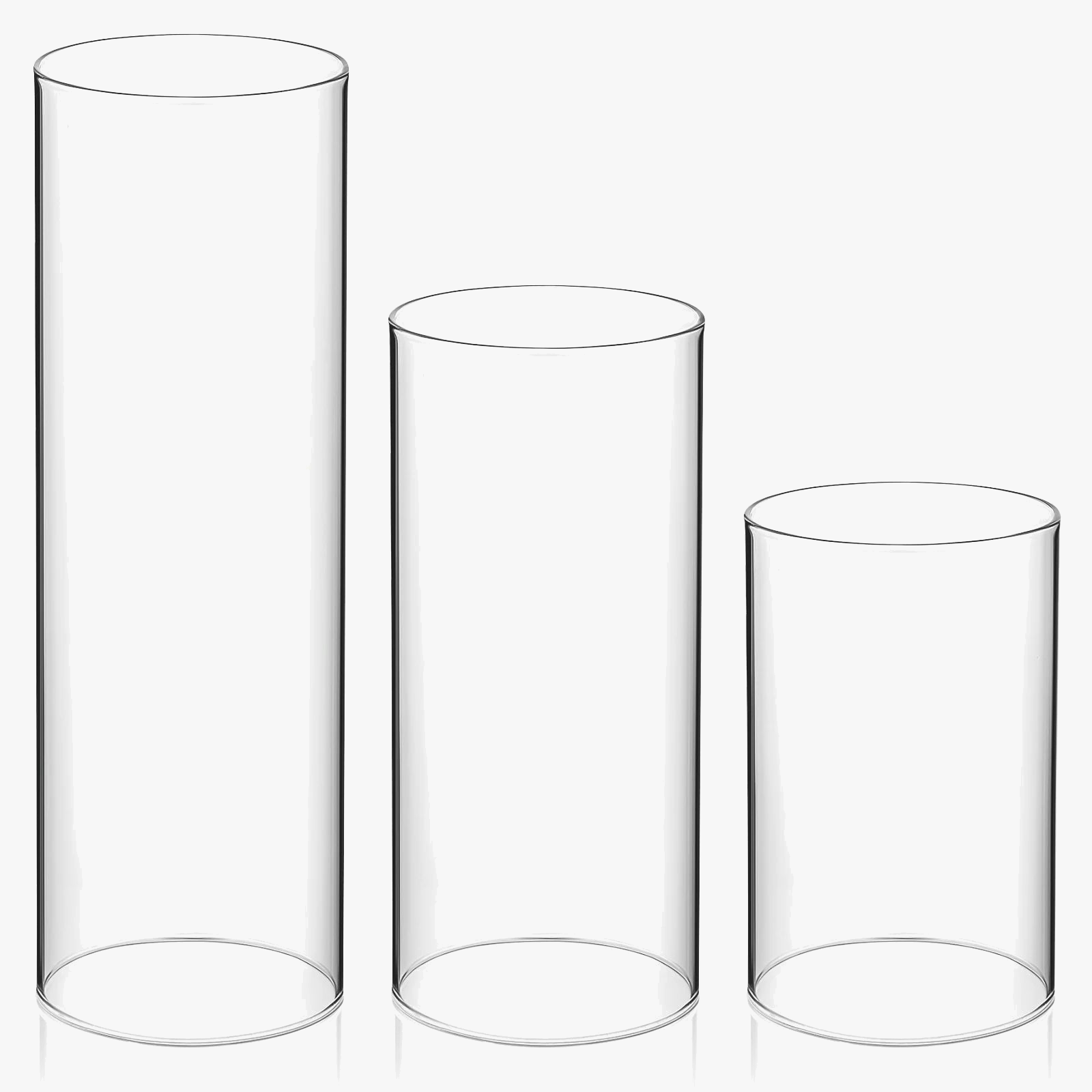 lot de 3 abat-jours en verre pour bougies décoratives transparentes