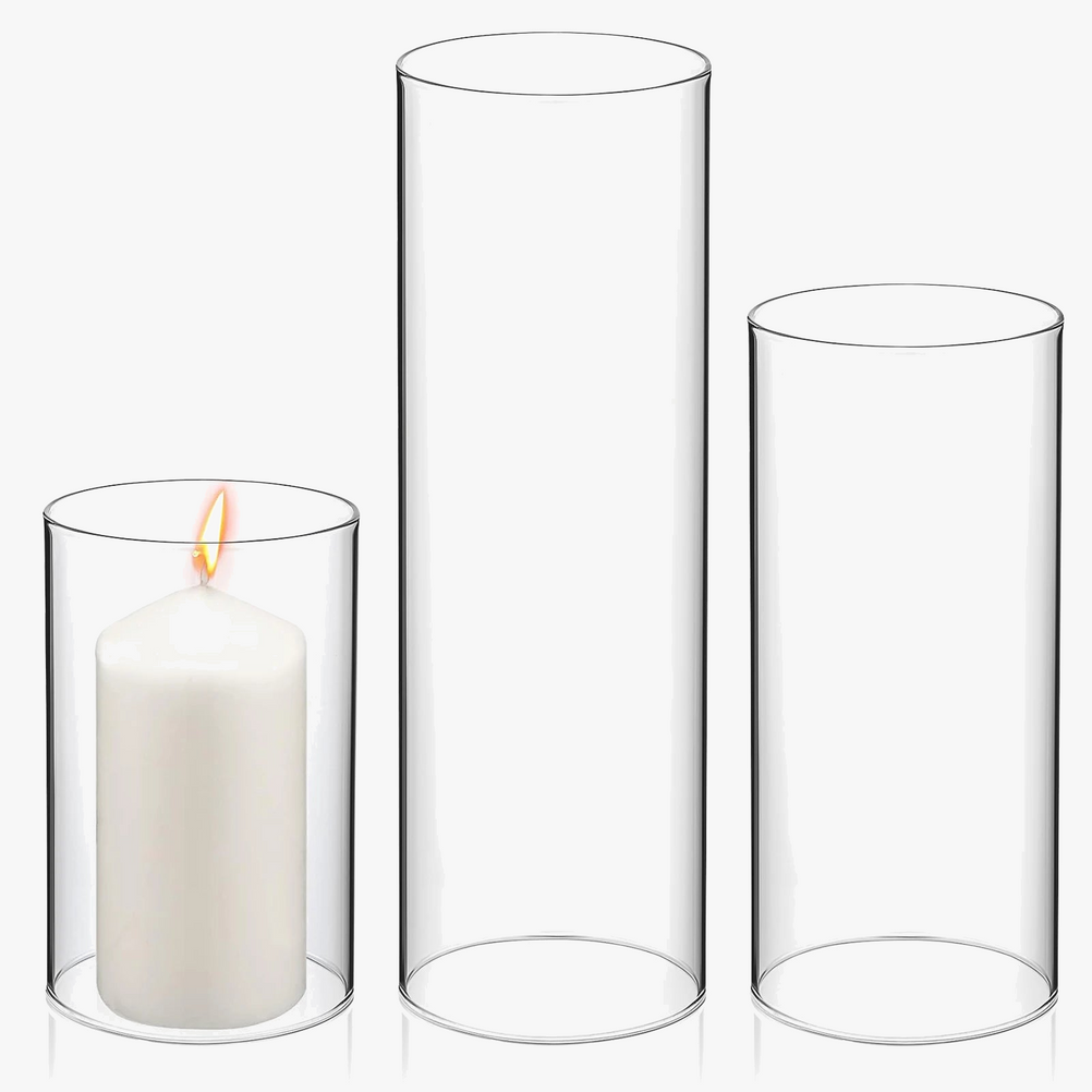 lot de 3 bougeoirs en verre transparent pour bougies chauffe-plat