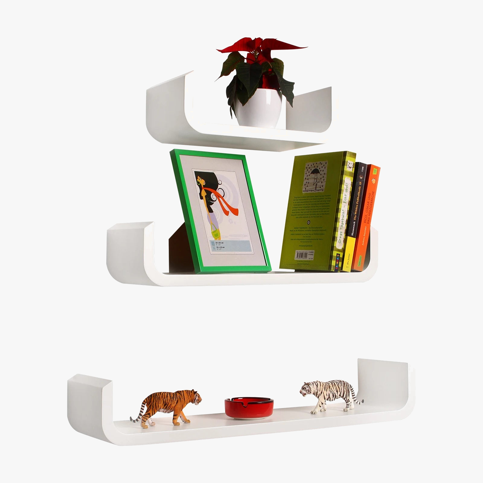 lot de 3 étagères murales en bois modernes pour livres et décoration intérieure