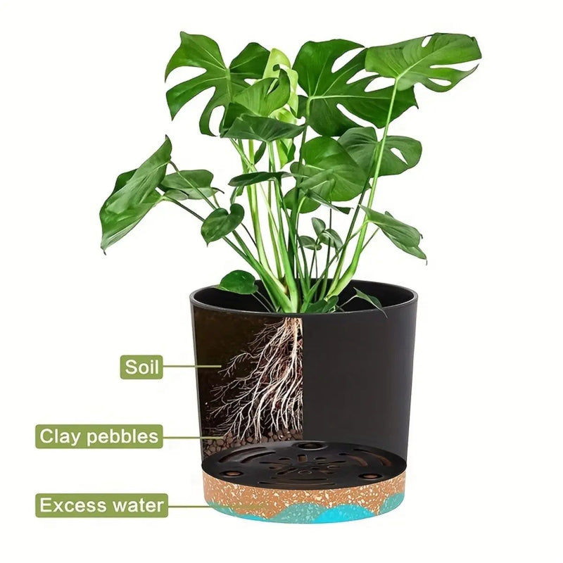 lot de 4 pots de fleurs ronds avec fond amovible et respirant