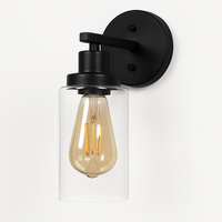 luminaire applique métal verre noir mate salle bains cuisine porche