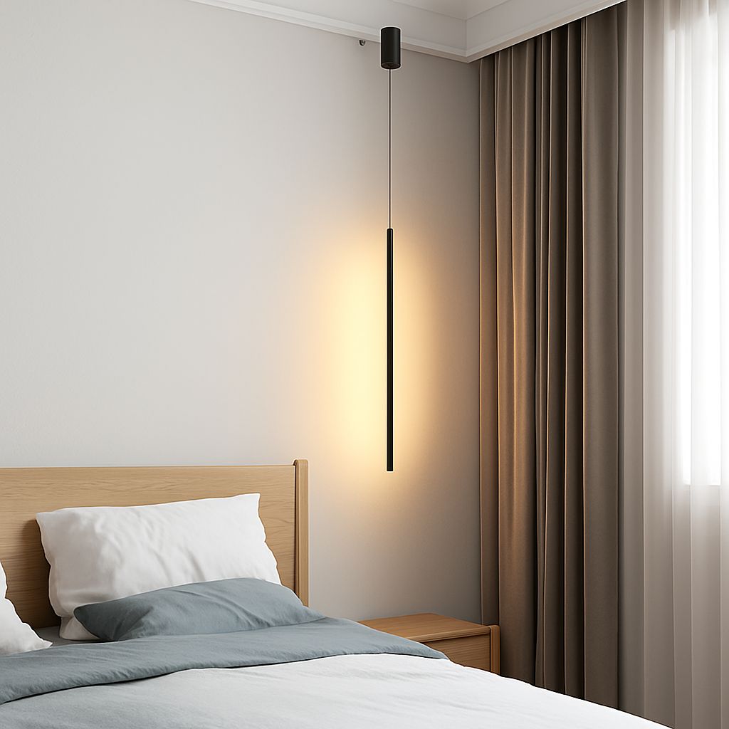 Luminaires suspendus LED modernes pour chambre à coucher chevet lecture lampe suspendue salon Bar café décor noir lustre plus long - vue 11 sur 14