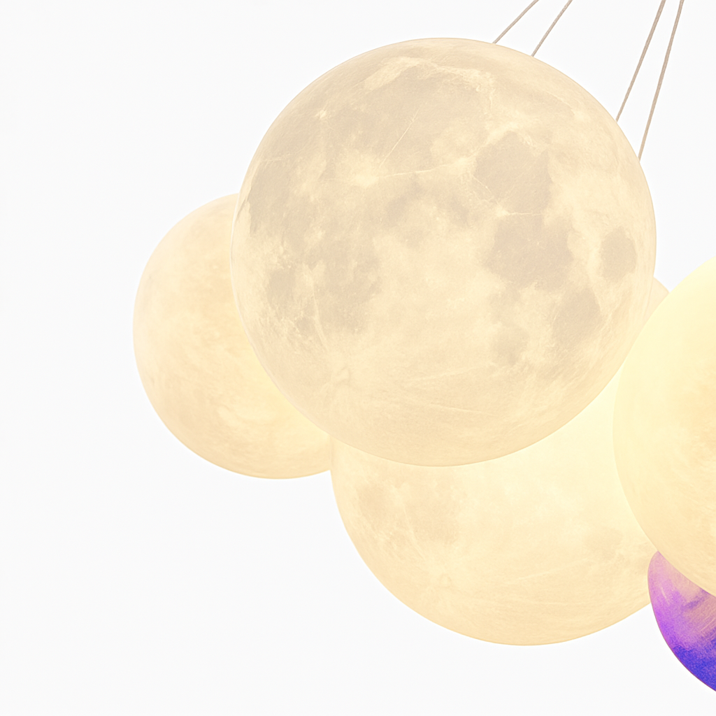 Lune Lustre Lampes Bulle Lustre Lumière pour Salon Chambre D'enfant Chambre Lampes Suspendues Or Noir G9 Ampoule AC220V - vue 6 sur 24