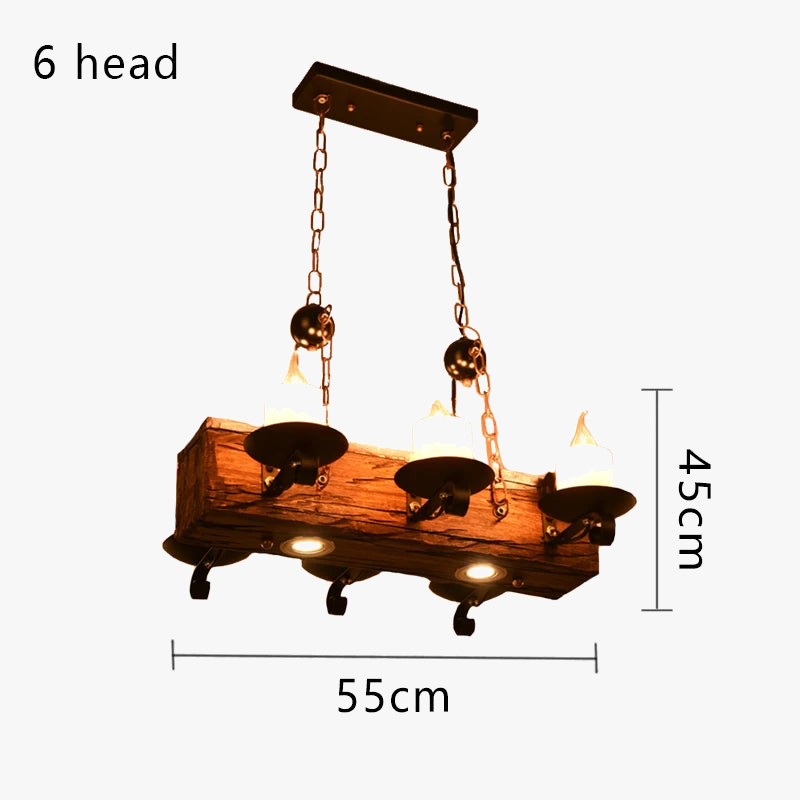 Lustre Antique en bois et métal