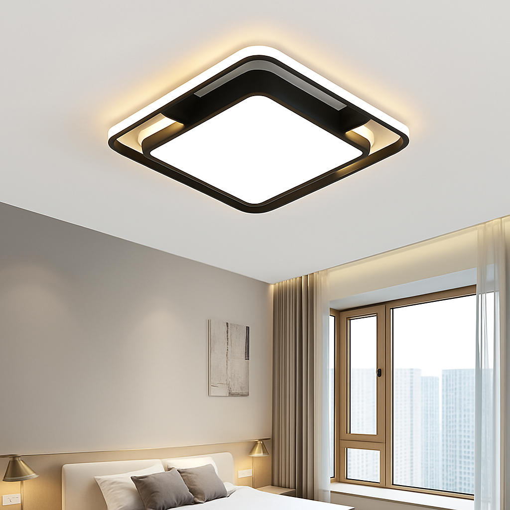lustre carré moderne en fer avec leds pour éclairage intérieur - vue 6 sur 9