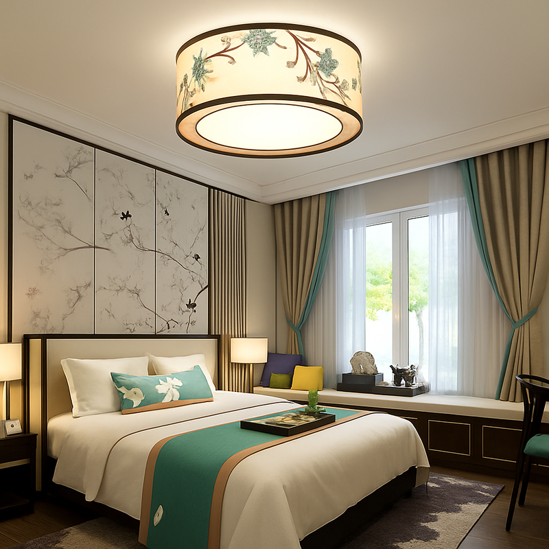 lustre chinois plafonnier chambre ronde Chinoiserie Luminaire Suspendu rétro maison salon étude Luminaire éclairage