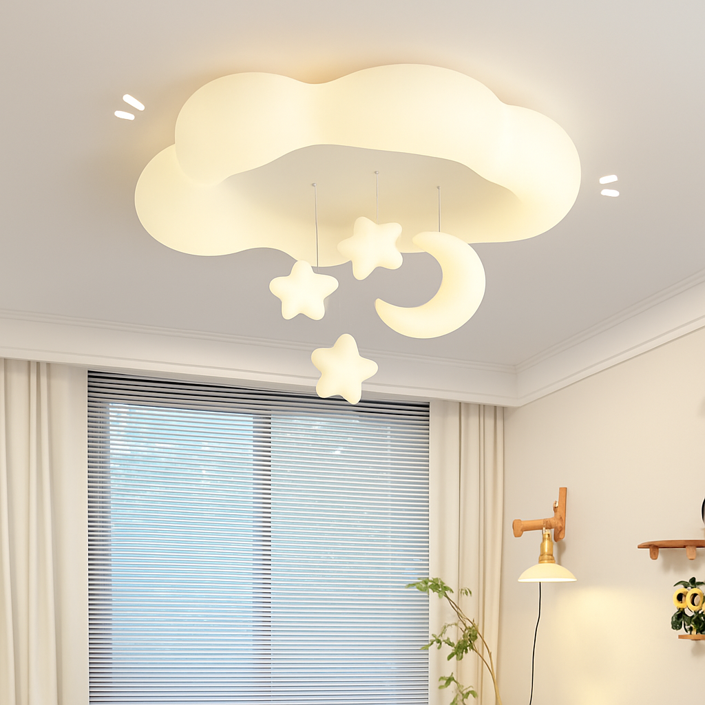 lustre créatif nuage blanc lune étoile pour enfants - vue 5 sur 10