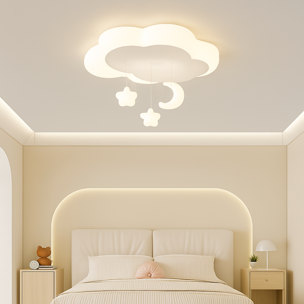 lustre créatif nuage blanc lune étoile pour enfants - vue 6 sur 10