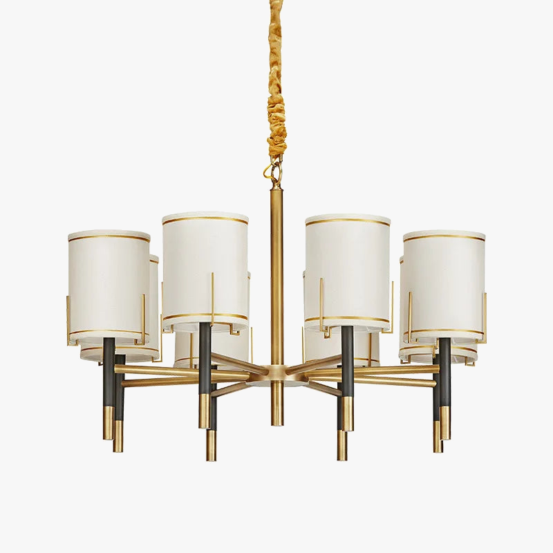 Lustre design luxe Cuivre avec abat-jour style américain
