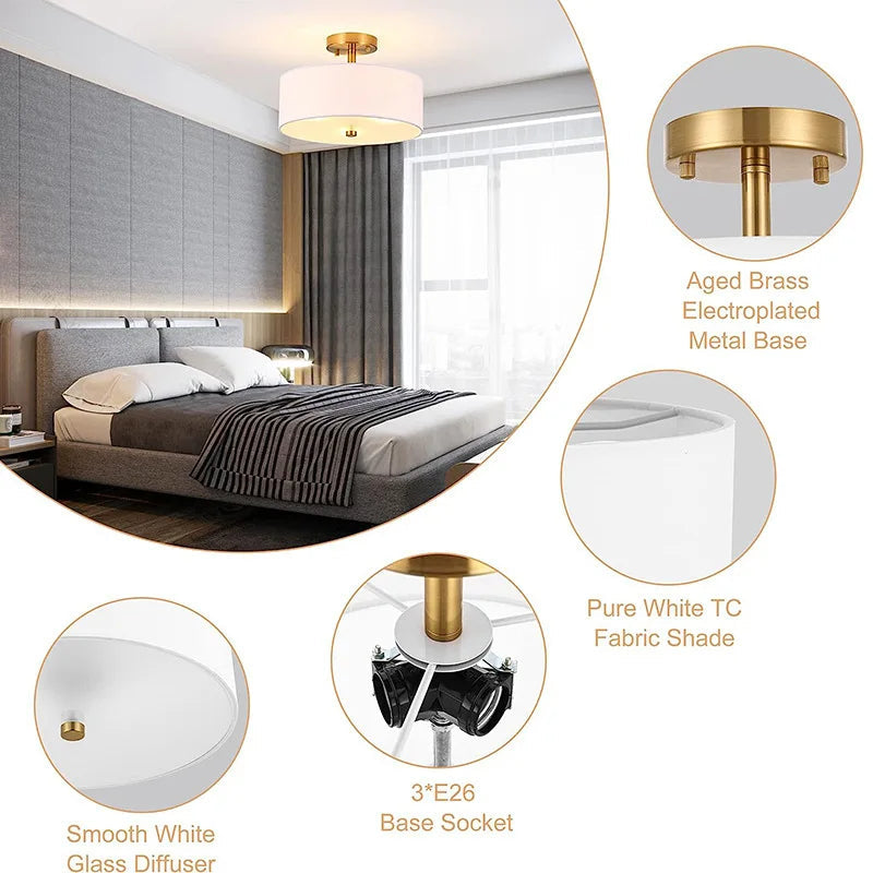 lustre de style américain simple en tissu circulaire