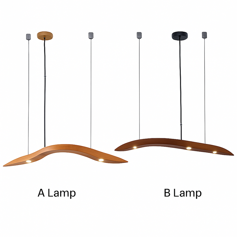 Lustre design branches arrondies en bois et LED Villa