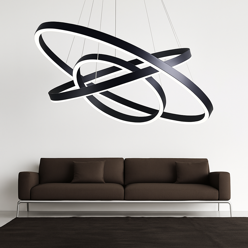 Lustre design cercles entrelacés (noir ou blanc) - vue 7 sur 9