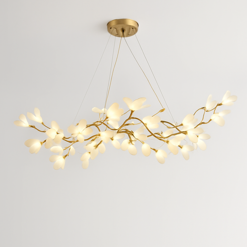 Lustre design Feuilles de céramique de luxe et Branches d'or