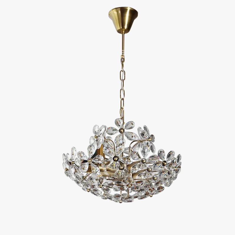 lustre design français en cristal fleur rétro led de luxe