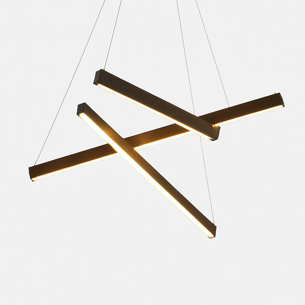 Lustre design LED avec baguettes métalliques lumineuses Solana - vue 13 sur 17