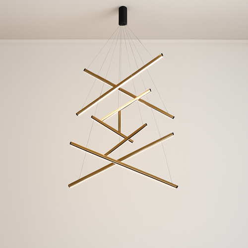 Lustre design LED avec baguettes métalliques lumineuses Solana