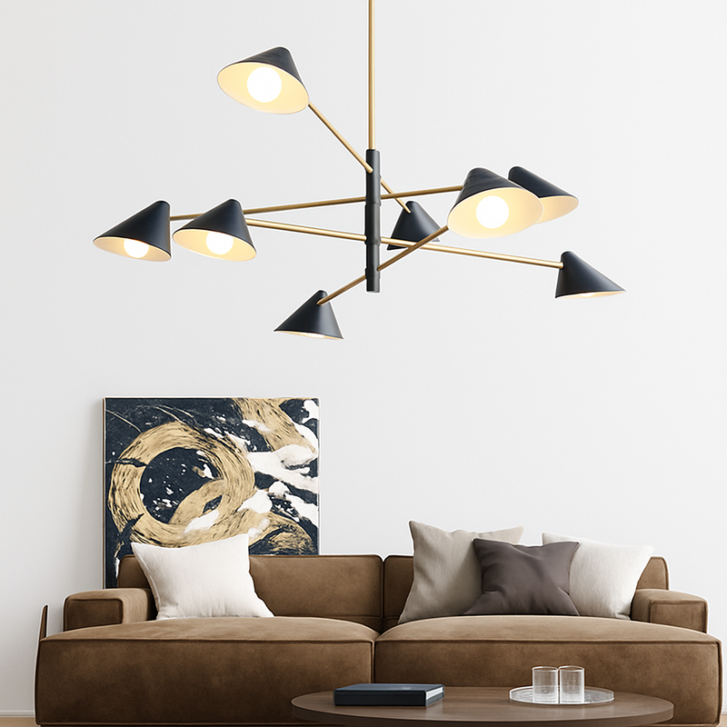 Lustre design à LED avec plusieurs abat-jours triangles style Loft