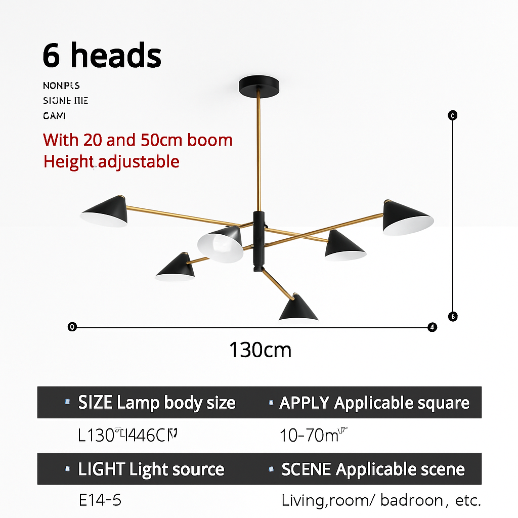 Lustre design à LED avec plusieurs abat-jours triangles style Loft - vue 6 sur 7