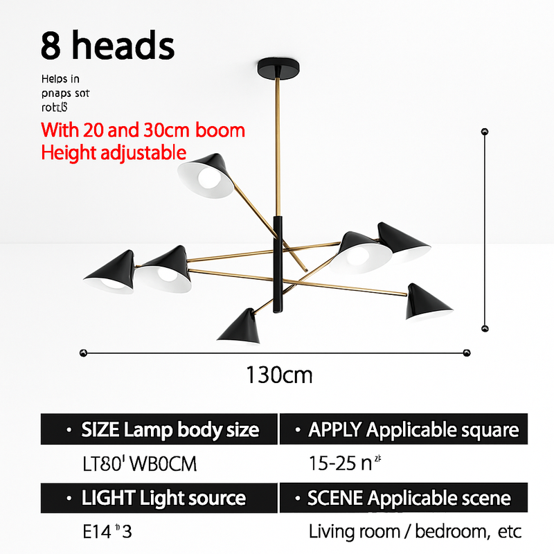 Lustre design à LED avec plusieurs abat-jours triangles style Loft