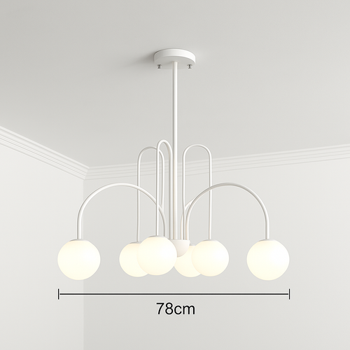 Lustre design LED à branches dorées avec boules en verre Light