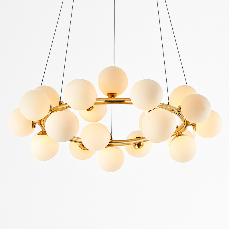 Lustre design à LED en métal avec plusieurs boules en verre Magic