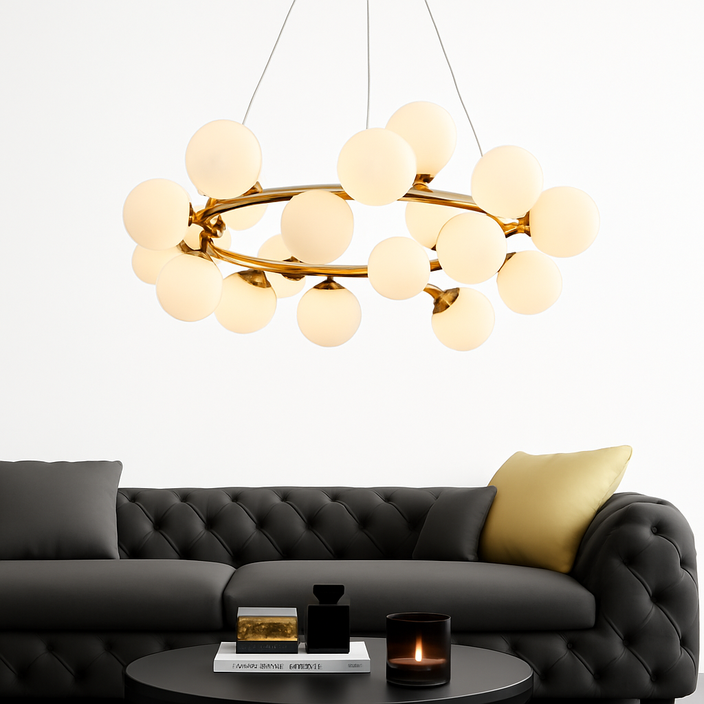 Lustre design à LED en métal avec plusieurs boules en verre Magic - vue 5 sur 5