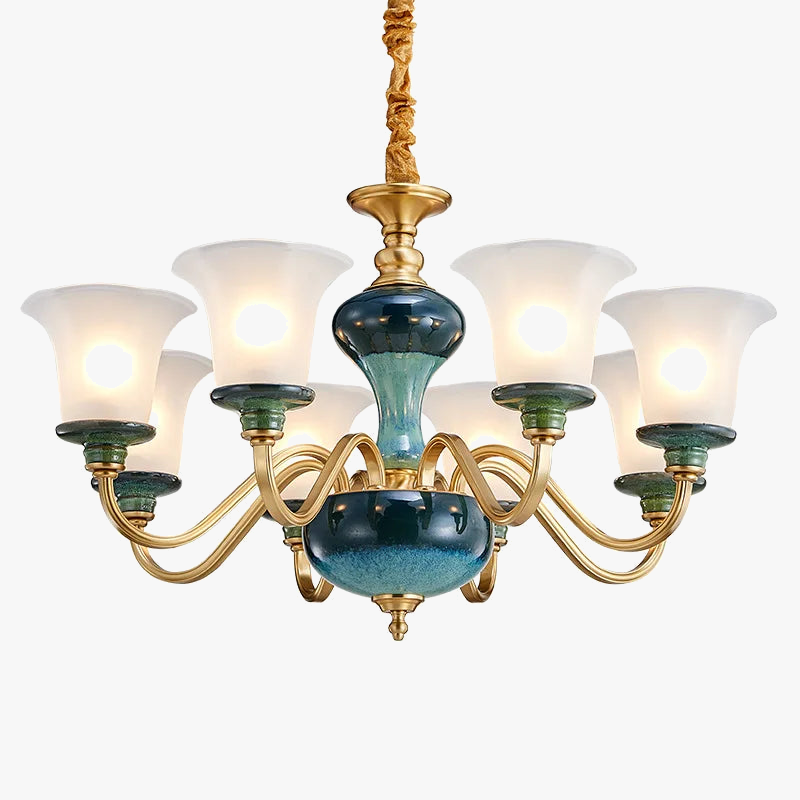 Lustre en céramique et cuivre pour une ambiance moderne et simple