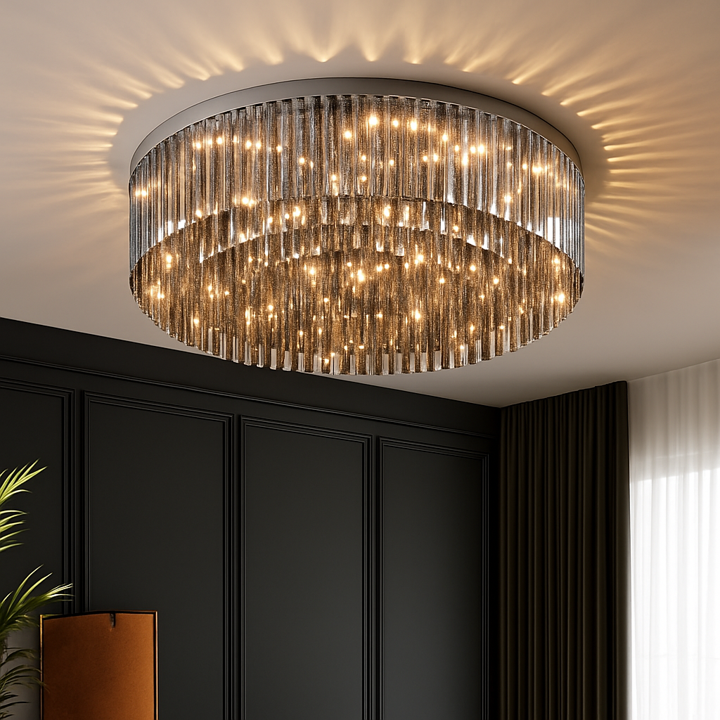 lustre en cristal led de luxe pour décoration intérieure