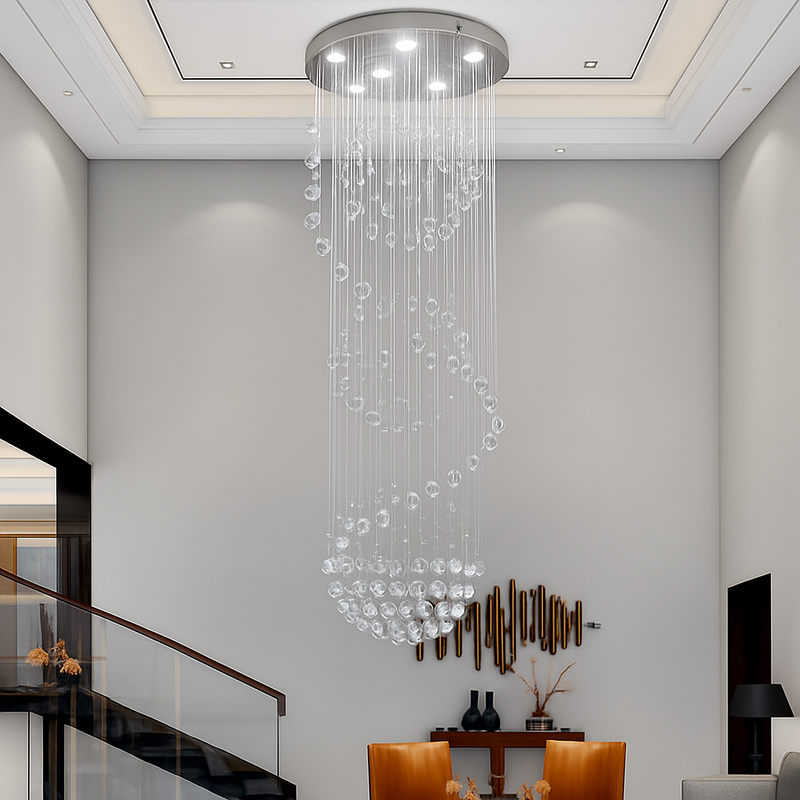 lustre 	 en cristal moderne led boule spirale goutte de pluie k9