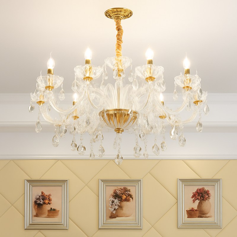 lustre en cristal transparent européen pour un éclairage luxueux