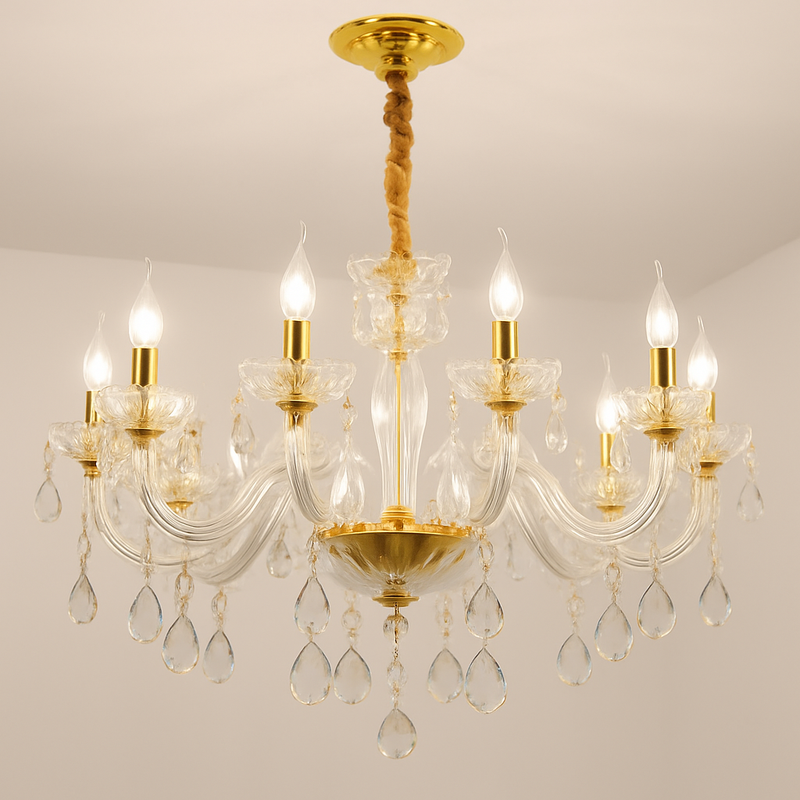 lustre en cristal transparent européen pour un éclairage luxueux