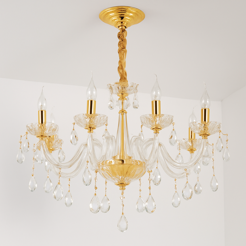 lustre en cristal transparent européen pour un éclairage luxueux