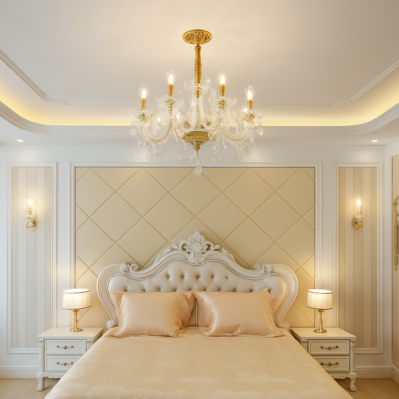 lustre en cristal transparent européen pour un éclairage luxueux