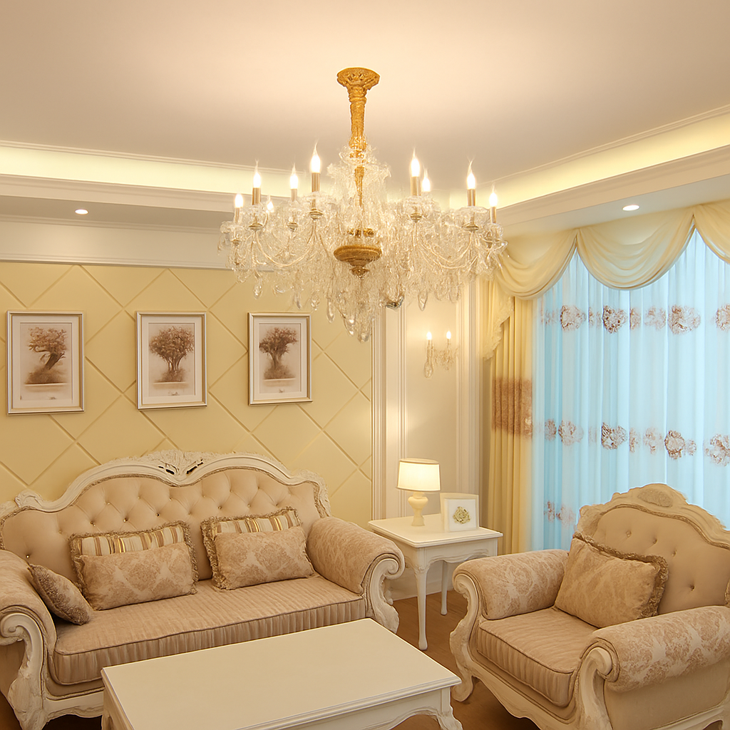 lustre en cristal transparent européen pour un éclairage luxueux - vue 8 sur 13