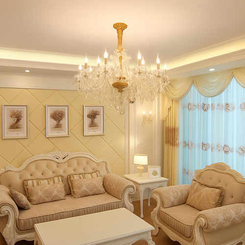 lustre en cristal transparent européen pour un éclairage luxueux
