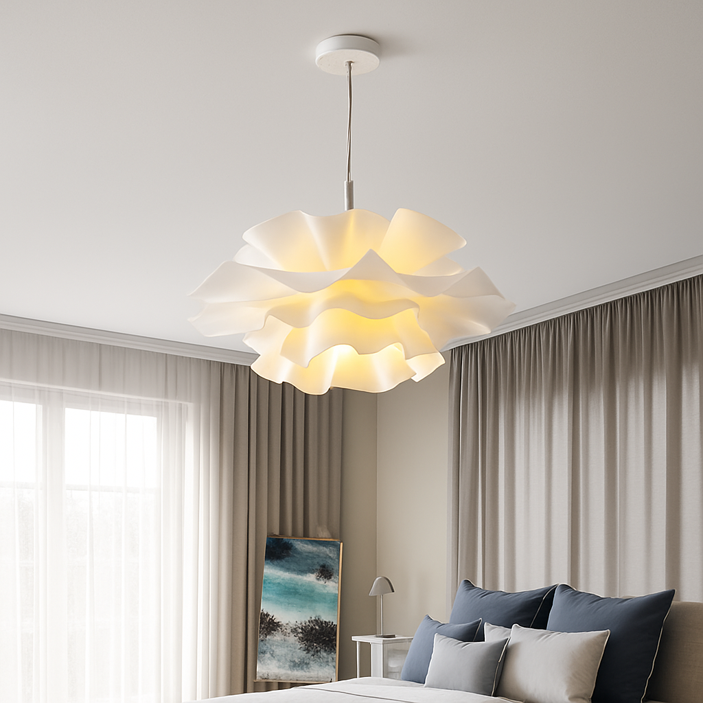 Lustre à fleurs blanches design nordique suspension pour chambre salon Bar lampe à manger chambre d'enfants suspension danoise - vue 5 sur 14